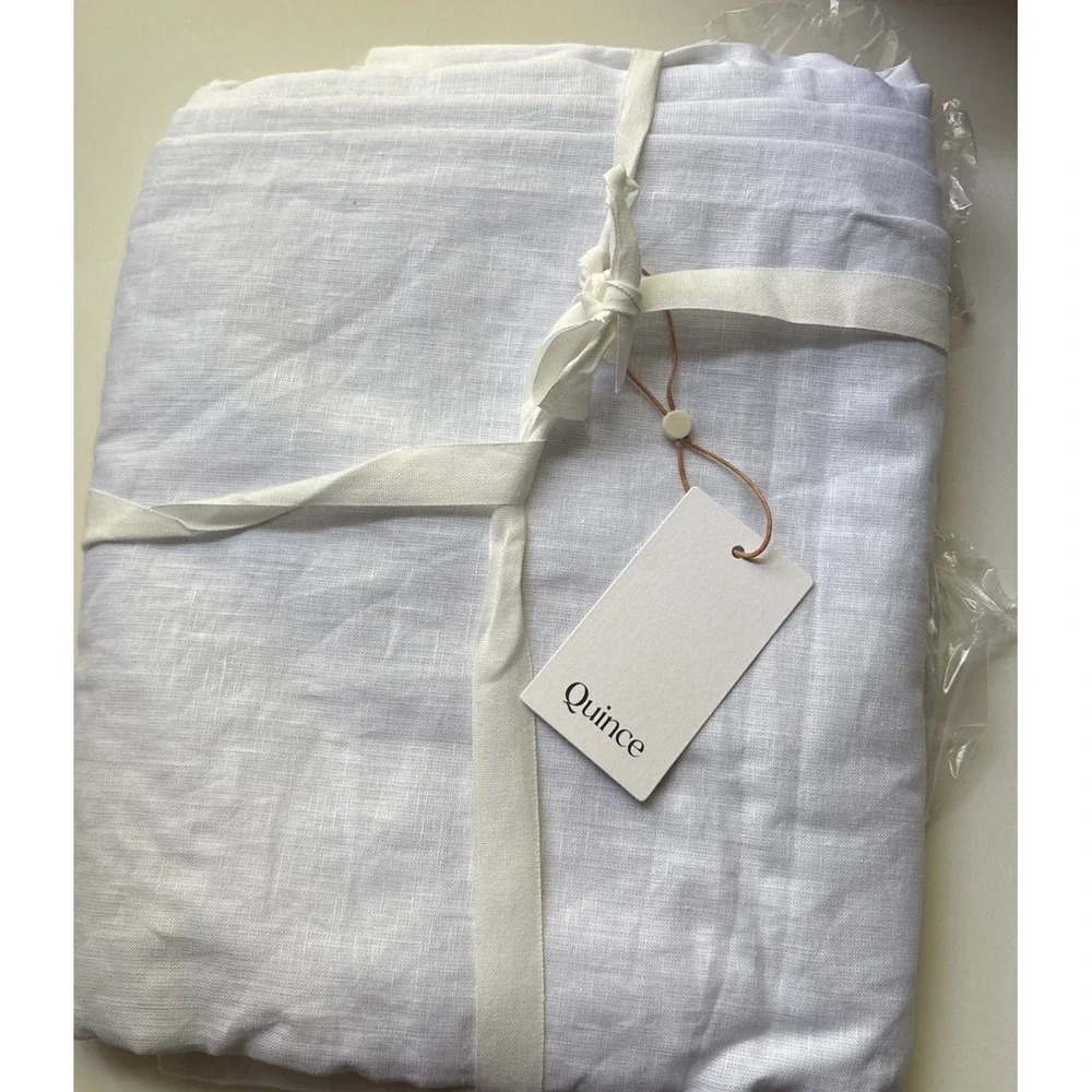 Quince European Linen True Blackout Curtain 48x84  White 1) Panel